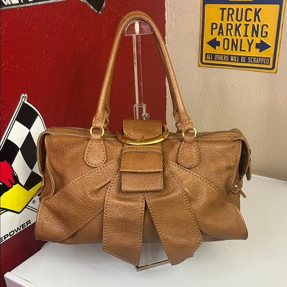 Valentino Garavani Brown Leather Satchel with COA - Picture 1 of 14